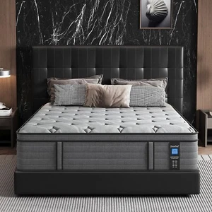 Firm Mattress 14 Inch - Thick Foam Edge & Zoned Support Spring Hybrid Mattress - Picture 1 of 7