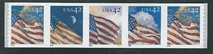 Scott #4232/5....42 Cent...Flag...Plate # Strip of 5 - Picture 1 of 1