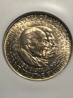 1951 Washington Carver Commemorative 50c PCGS MS64 Super Luster Gold Toning - Image 1 of 4