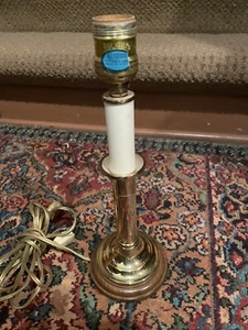 BALDWIN BRASS CANDLESTICK LAMP 12 INCH TABLE LAMP ,Exc cond, Wood base - Picture 1 of 3