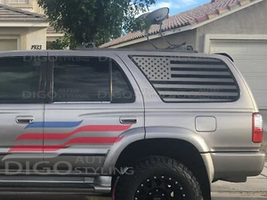 Fits 1996-2002 Toyota 4RUNNER Quarter Window American Flag Decal Sticker black - Picture 1 of 3