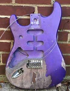 Lefty Vintage Fender Heavy Aged Relic Hendrix Strat Guitar Body Purple Metallic - Picture 1 of 9