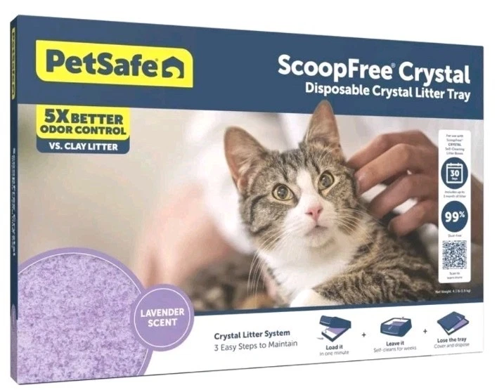 Bandeja de areia de cristal lavanda para gatos controle de odor à prova de vazamentos fácil de limpar autolimpeza - Imagem 1 de 1