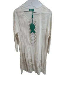 *NUEVO CON ETIQUETAS* VESTIDO ANTICA SARTORIA BLANCO FORRADO DE ALGODÓN CON CUENTAS TALLA ÚNICA OS - Imagen 1 de 7