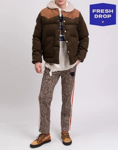 RRP€330 BLAST-OFF Puffer Jacket Size 2 M Wool Blend Leather Trim Made in Italy - Picture 1 of 10