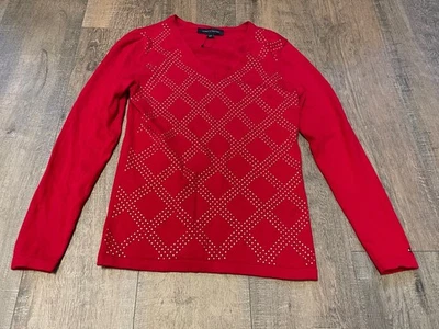 Женский пуловер Tommy Hilfiger красный хлопок с длинным рукавом размер SP - Изображение 1 из 4