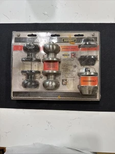 [4-PACK Keyed Alike Defiant Hartford Entry Knob & Deadbolt Satin Nickel (only 2) - Picture 1 of 2