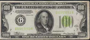 Fr.2152-G 1934 Chicago $100 LGS Light Green Seal Federal Reserve Note VF - Picture 1 of 2