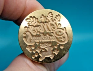 Modern Brass & Wood Merry Christmas Reindeer Sealing Wax Stamp Seal - Picture 1 of 4