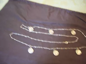 Jewelry Hand Hammered Necklace With round Discs 22" long necklace silver like - Picture 1 of 8