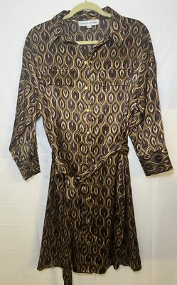 Emma & Michele Knee Length dress Abstract Print  Button Black Brown Large #10 - Image 1 of 4