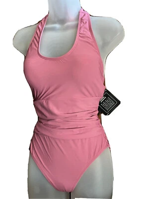 NEWPORT NEWS HALTER PINK WRAP SWIMWEAR BATHING SWIMSUIT SUIT SWIM SHAPE  SZ 6 - Image 1 of 4