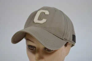 Coach C Emblem Beige Leather Strapback Baseball Cotton Varsity Cap Hat Men's - Picture 1 of 12