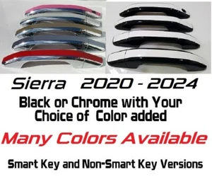 Custom Black OR Chrome Door Handle Overlays 2020 - 2024 GMC SIERRA YOU ADD CLR - Picture 1 of 14