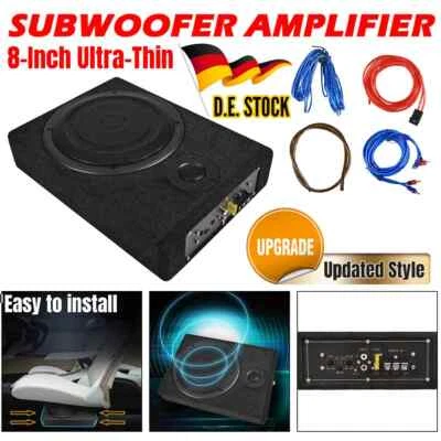 800W Max. Aktiver Untersitz Flach Subwoofer 350x 245x 85mm + Kabelset DE - Bild 1 von 4