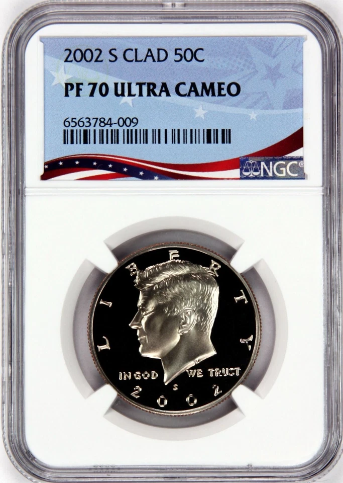 2002-S Proof Kennedy Half, Graded PF70UC by NGC ~ NEW Patriotic OSR Label! - Image 1 of 4
