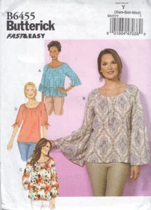 Sewing Pattern Butterick Fast & Easy Tops with Hem & Sleeve Variations - Picture 1 of 2