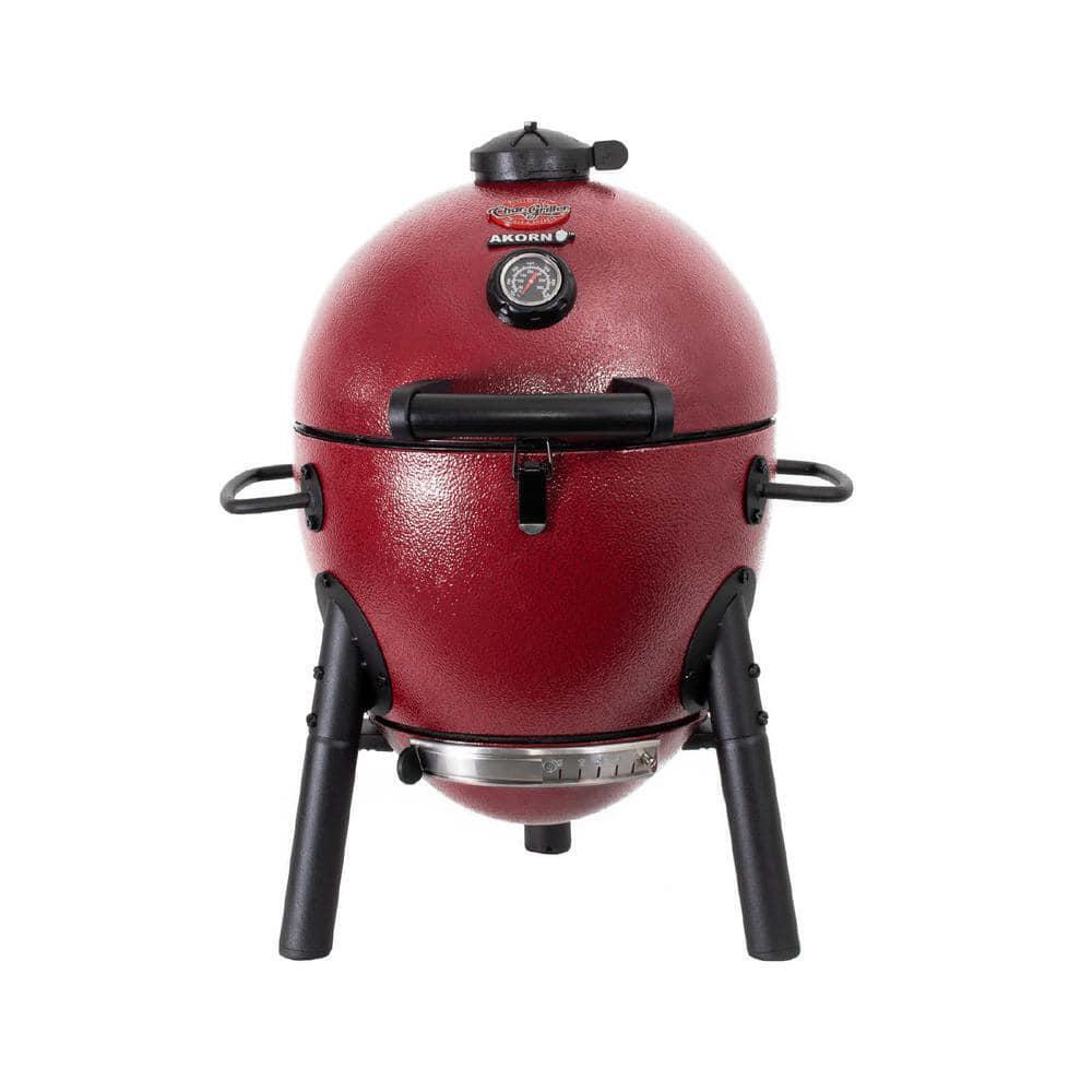 Char-Griller Outdoor Cooking 14" Akorn Kamado Jr. Cast Iron Charcoal Grill Red