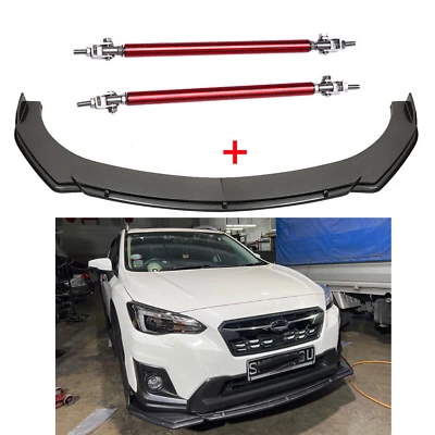 For 2013-2022 Subaru Front Bumper Lip Spoiler Splitter Strut Rods Carbon Fiber - Imagem 1 de 4