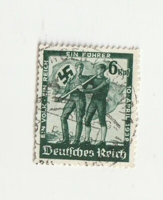 GERMAN POSTAGE STAMP - CIRCA 1938 - 6 pfg - GREEN ~ - Image 1 of 4