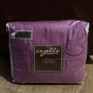Cozelle Microfiber Solid Purple Exclusive Decoration 6-Piece Queen Sheet Set - Picture 1 of 4