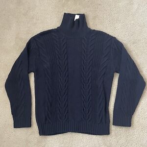 Banana Republic Sweater Mens Small Navy Blue Organic Cotton Cable Knit NEW
