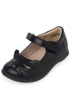 The Children's Place NWT Girls Black Cat Mary Jane Shoes 9 10 11 12 13 1 2 NEW - Picture 1 of 9