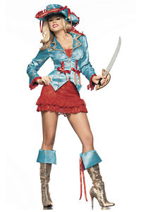 S/M/L Be Wicked Sexy Pirate Costume Dress Hat Jacket Sword & Boot Toppers Set