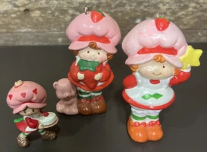 (3)Strawberry Shortcake Custard Christmas Ornament 1984 American Greetings Rare - Picture 1 of 6