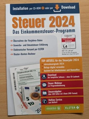 Inklusive CD - Aldi Steuer 2024 Einkommenssteuer Steuererklärung - Bild 1 von 2