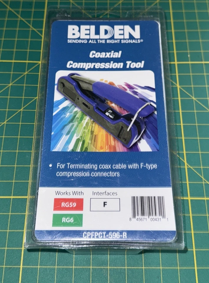 Herramienta de compresión coaxial Belden para conectores tipo F CPFPCT-596-R Foto 1 de 2