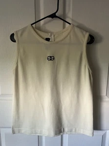 Vintage Givenchy Sport Nylon GG Logo Top tailliert ärmellos 38 Talon Reißverschluss elfenbein - Bild 1 von 4