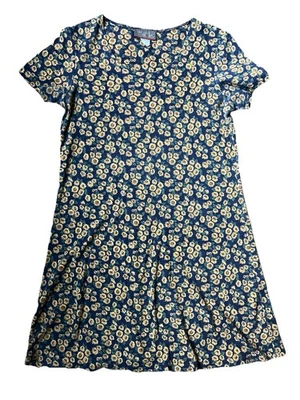 Vintage 90s Ditsy Floral Skater Dress Cotton VTG Cottage Core Daisy Grunge Sz L - Image 1 of 4
