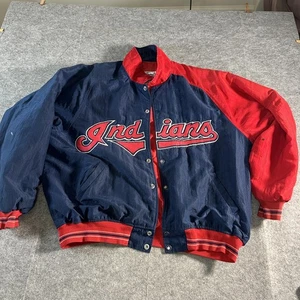 Vintage Cleveland Indians Jacket Mens XL MLB Baseball Starter Made USA 90s - Picture 1 of 23