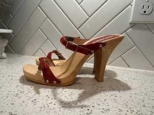 Vintage 80's Style Candies Original Sandals High Heels Slides Sexy Red 6 / 37 - Picture 1 of 12