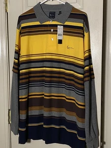 Karl Kani Dorado Para Hombre Multi Rayas Corona Polo Talla XL NUEVO CON ETIQUETAS - Imagen 1 de 4