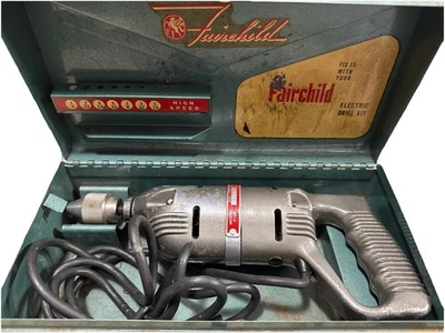 Vintage Fairchild F149 Electric Drill with Original  Metal Case-Not Working - Image 1 of 4