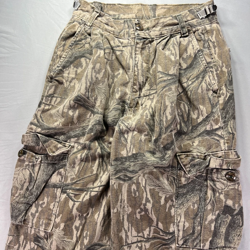 Pantalones Camuflaje Vintage Niños Grandes 27x28 Verde Roble Musgo Caza Exterior Años 90 Foto 1 de 4