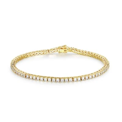 1.75 Carat Certified Natural Diamond Tennis Bracelet Yellow Gold UK Hallmarked - Image 1 of 4