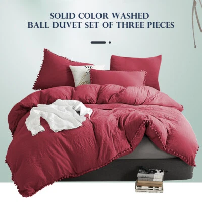 Red Duvet Cover 2/3 Pcs Soft Bedspread Soft Duvet Bedding Sets Twin-King Size - Image 1 of 4