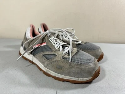ZAPATOS DE TRABAJO ORUGA GATO MUJER GRIS Y ROSA CON CORDONES PUNTERA DE ACERO TALLA 9 ANCHO Foto 1 de 3
