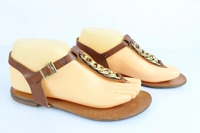 MINELLI Sandalias De Dedo Todo Cuero Marrón T 38 / UK 5 Muy Buen Estado - Imagen 1 de 4