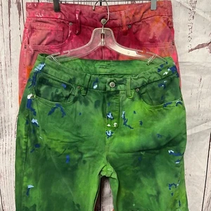 (2) Pair Good American Good 90s Carpenter Jeans Painted - NWOT - Size 12 - Picture 1 of 13