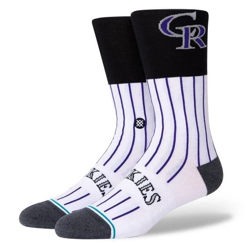Colorado Rockies MLB Crew Socks [STANCE] Mens Medium 6-8, White/Purple/Black NEW Cover