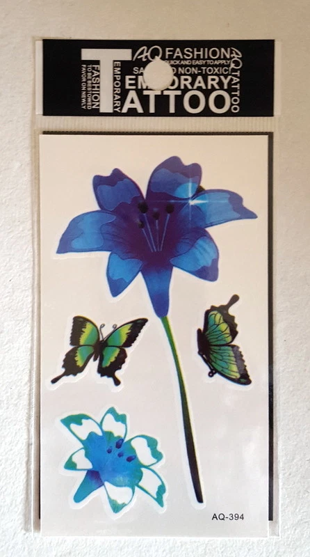 MARKENLOS Einmal TATTOO Haut Körper Schmuck Blume Schmetterling bunt 394