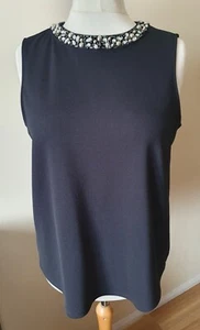 Next Women's Black Sleeveless Beaded Top Size 18 - Picture 1 of 10