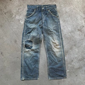 Vintage 50s 60s Wrangler Blue Bell Denim BOYS Workwear Sanforized OG Repairs - Picture 1 of 6