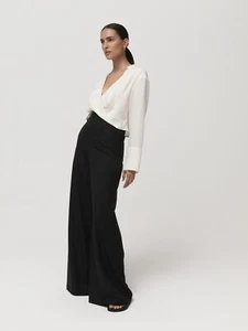 St Agni High Rise Wide Leg Pants Black Hemp Size Small - Picture 1 of 6