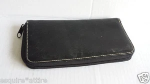 Cartera con cremallera de cuero negro - Imagen 1 de 3