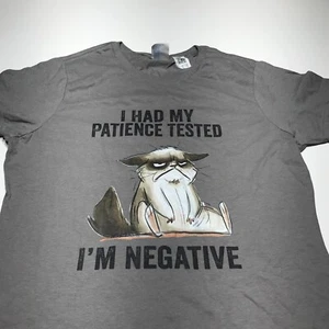 Port & Co T-Shirt Womens Medium NWT Grumpy Cat Funny Short Sleeve Gray Crew Neck - Picture 1 of 11